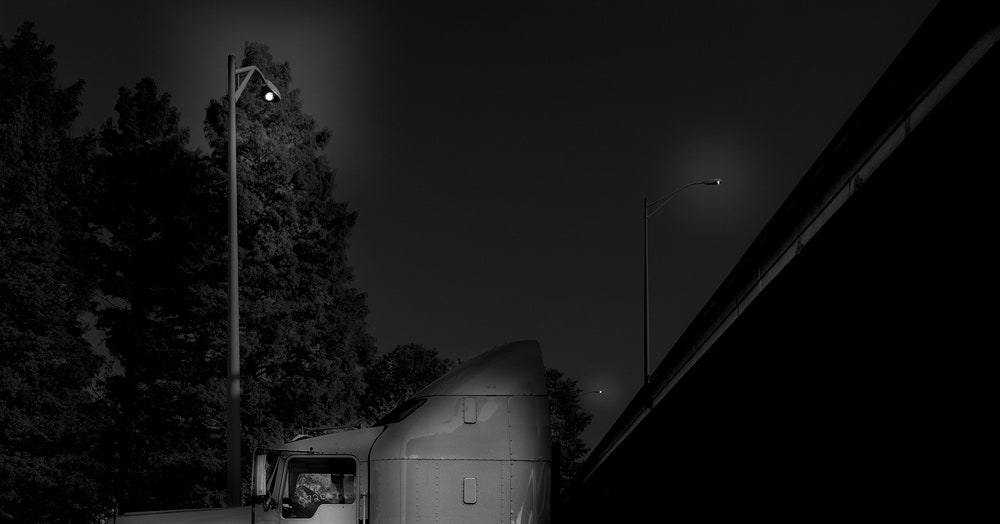 Curl Up Next to a Trucker in These Night Photos of Rest Stops