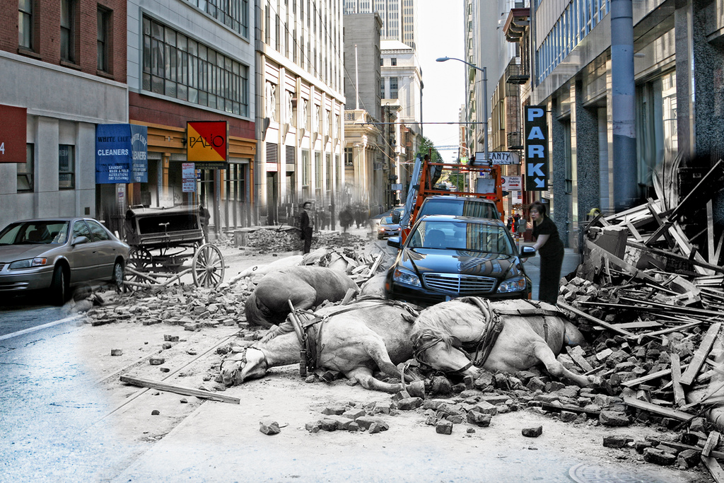 Composite Then and Now Photos of the 1906 San Francisco Earthquake