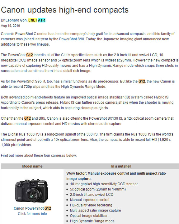 Canon PowerShot G12 Leaked By CNET « Canon Rumors