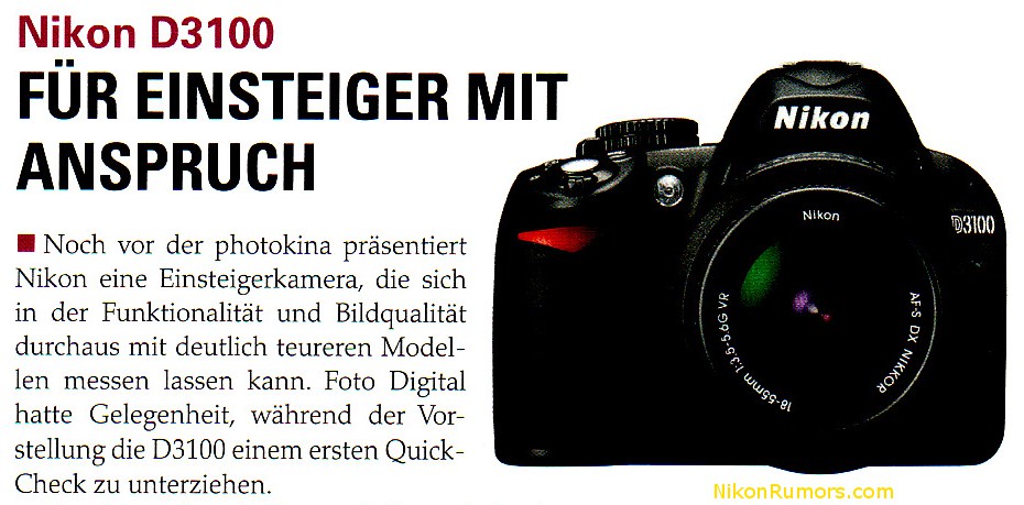 First pictures of the Nikon D3100 and the four new lenses | Nikon Rumors